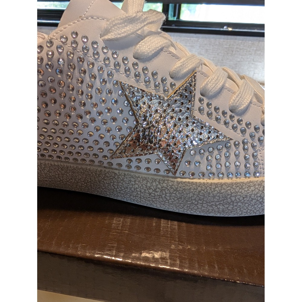 Outwoods Goddess-2 Sneakers Wo 9 White Silver New Rhinestone Glitter Star Shoes - Picture 2 of 7